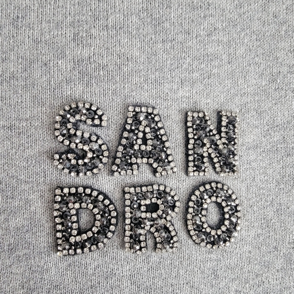 Sandro Light Gray Embellished Sweatshirt - Picture 8 of 9